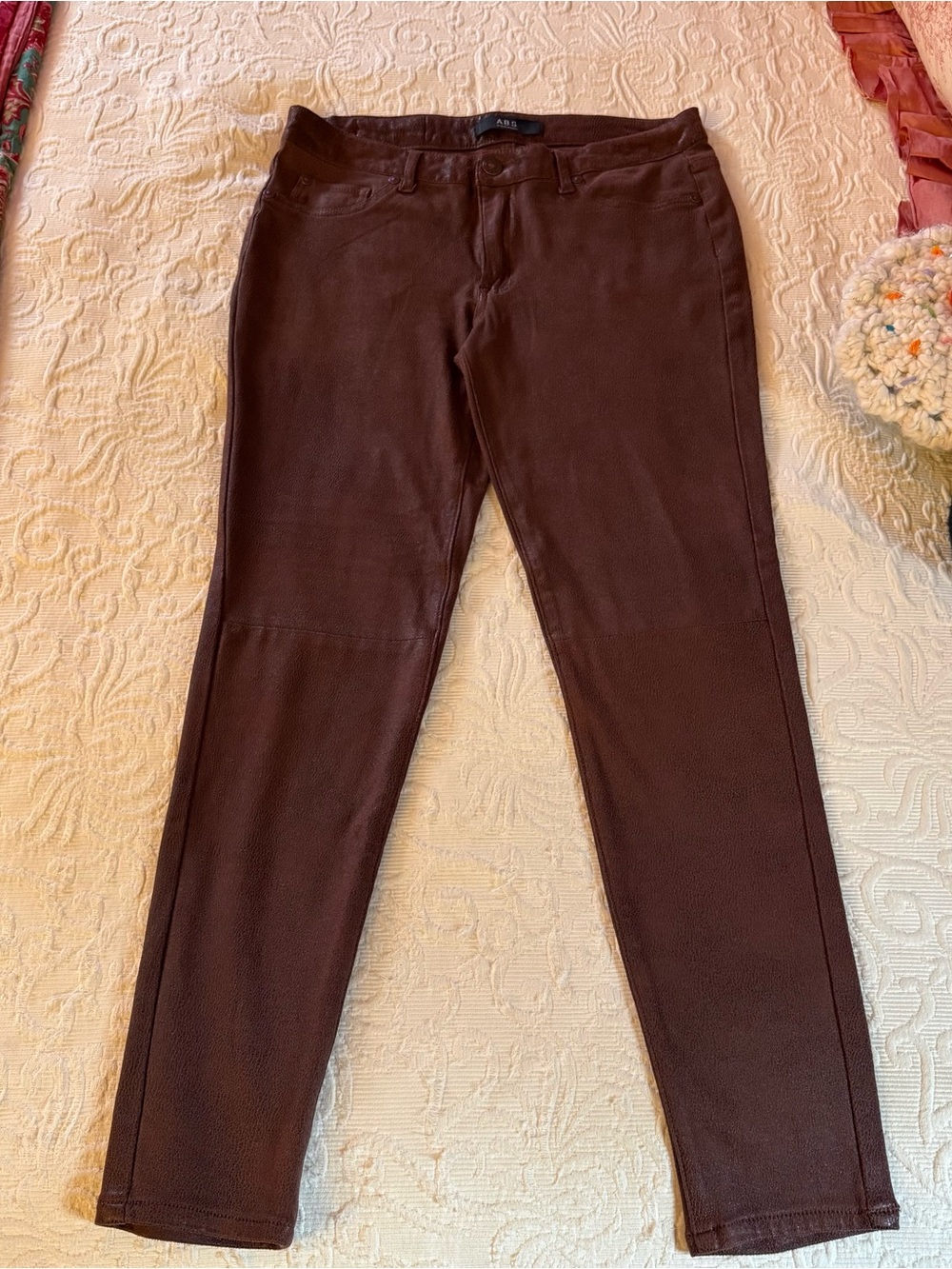 ABS Allen Schwartz Brown Faux Leather Pants Leggings